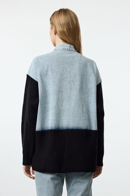 Mavi Siyah Triko Detayl? Kontrast Renk Bloklu Oversize Denim Ceket TWOAW25CE00025 - Trendyolmilla фото 5