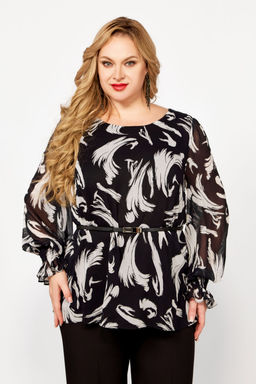 Блуза Swallow 803.2 черный+серебряный узор фото 32