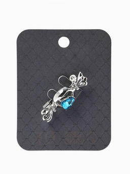 Брошь «Конфета» кристалл сердце, цвет голубой в серебре