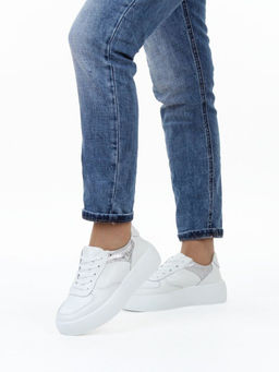 03-C140-9 WHITE Полуботинки спортивные женские (натуральная кожа)