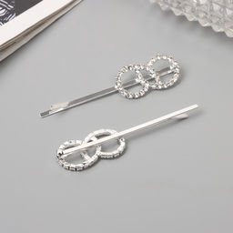 Цена за 2 шт. Невидимки для волос «Хайди», набор 2 шт., круги, 6 см, серебро