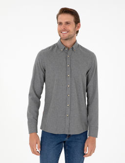 Gri Slim Fit Uzun Kollu G_mlek