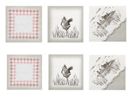 Комплект столовый 4919-БЧ 144*45 + 6 салф. 40*40 D1902 "Танец серых журавлей"