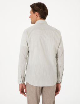 _a_la Keten G_r_n_ml_ Slim Fit Uzun Kollu G_mlek