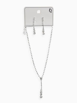 Набор 2 пред-а: серьги, колье "Вечерний шик" минимал, цвет белый в серебре