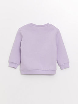 Bisiklet Yaka Bask?l? Kal?n K?z Bebek Sweatshirt