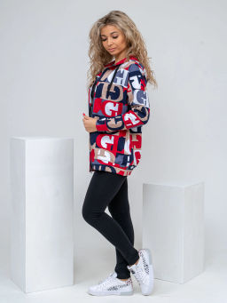 Толстовка женская, цвет синий красный