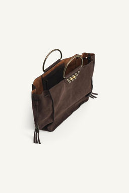 LIMITED EDITION SPLIT SUEDE STUDDED CITY BAG - Zara фото 7