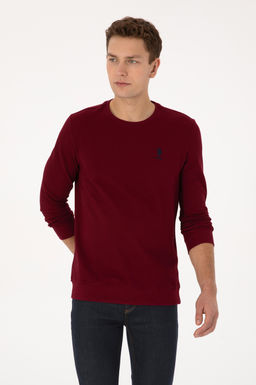 Erkek Regular Fit Bisiklet Yaka Bordo Sweatshirt