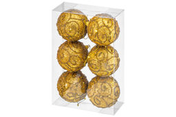 Набор 6 новогодних шаров 8*8 см Вензеля золото - Elan gallery фото 15