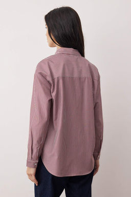 Bordo Cizgili Oversize/Genis Kal?p Gomlek TWOAW26GO00126 - Trendyolmilla фото 4