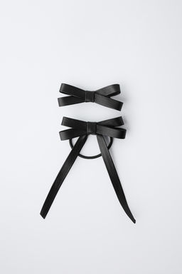 PACK OF HAIR CLIP AND LEATHER EFFECT BOW SCRUNCHIE - Zara фото 4