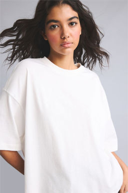 %100 Pamuk Loose Fit K_sa Kollu Ti__rt