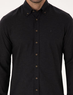 Siyah Slim Fit %100 Pamuk Yakas_ D__meli Flanel G_mlek - Cacharel фото 6