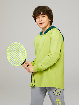 Kap??onlu Renk Bloklu Uzun Kollu Erkek ?ocuk Sweatshirt