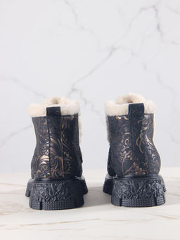 Ботинки 307.PODYUM141 bl.Черная грация/шерсть