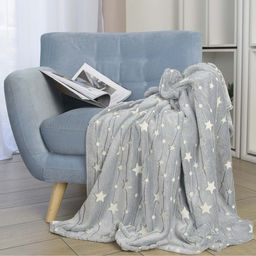 Плед светящийся Casa Conforte Stella 100х150см, серый, фланель 190 гр/м, пэ100%  фото 2