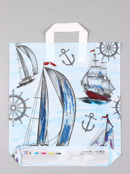 Цена за 50 шт. Пакет "Парус", полиэтиленовый с петлевой ручкой, 38 х 42 + 3 см, 37 мкм