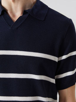 Polo Yaka K?sa Kollu ?izgili Erkek Triko Kazak