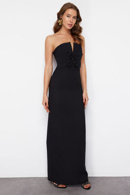 TRENDYOLMILLA K?rm?z? Fiyonk Detayl? Dokuma Uzun S?k Abiye Elbise TPRSS24AE00073  фото 20