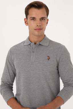 Erkek Regular Fit Polo Yaka Gr_ Melanj Basic Sweatshirt Sepette S_rpriz _ndirim - U.s. polo assn фото 2