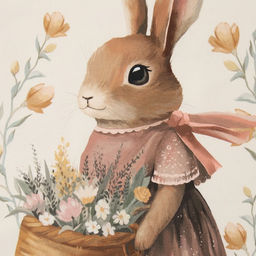 Полотенце кухонное «Этель. Зайчик с корзинкой», 40×70 см, 100% хлопок, 190 г/м²