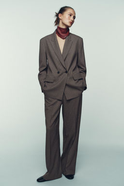 STRAIGHT CHECK TROUSERS WITH BELT - Zara фото 5