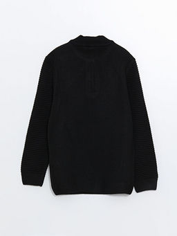 Dik Yaka Basic Uzun Kollu Erkek ?ocuk Triko Kazak - Waikiki фото 3