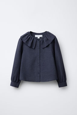 GINGHAM SHIRT WITH RUFFLE TRIMS