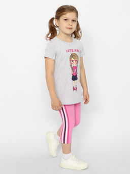 CRB wear/CWKG 90150-11 Комплект для девочки (футболка, брюки типа легинсы),светло-серый меланж/Ex.Cherubino  фото 2