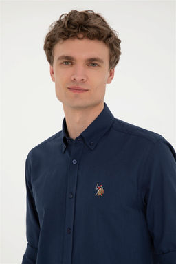 U. S. Polo Assn / Мужская темно-синяя базовая рубашка с длинным рукавом - U.s. polo assn фото 2