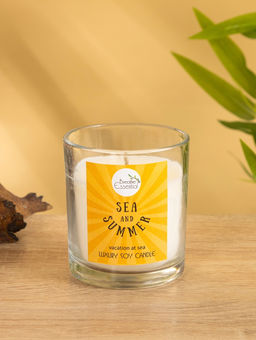 Свеча с кристаллом внутри Sea and Summer Vacation at Sea, 120 г, соевый воск, морской