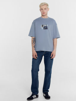 Футболка мужская сизо-синяя mark formelle x мосфильм сизый +печать 111885  фото 3