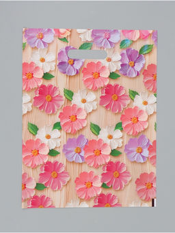 Цена за 20 шт. Подарочный пакет, полиэтиленовый, с вырубной ручкой, Цветы, 30 х 40 см