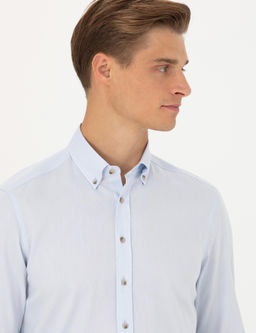 Голубая зауженная рубашка с длинным рукавом - Cacharel фото 2