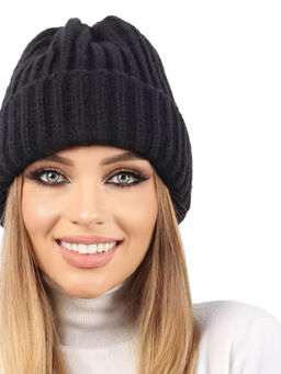 Объемная вязаная шапка бини с отворотом - Pretty mania фото 6