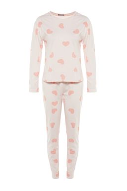 Trendyolmilla Beyaz %100 Pamuklu Kalpli Orme Pijama Tak?m? THMAW21PT0566  фото 8