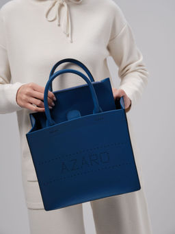 Сумка кожаная Azaro 30586 синяя гуашь