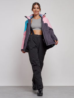 Горнолыжная куртка женская зимняя большого размера розового цвета 3963R - Mtforce фото 9