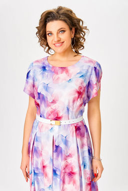 Платье Swallow 829 Принт Розово-голубые цветы фото 6