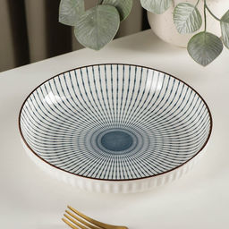 Тарелка керамическая десертная Иллюзия, d=18 см, цвет белый и серый