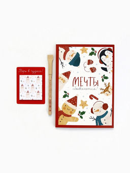 Подарочный набор новогодний, ежедневник, блок бумаги и ручка «Тепла»