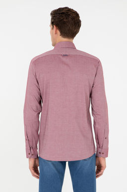 Мужская бордово-красная базовая рубашка с длинным рукавом Неожиданная скидка в корзине - U.s. polo assn фото 5