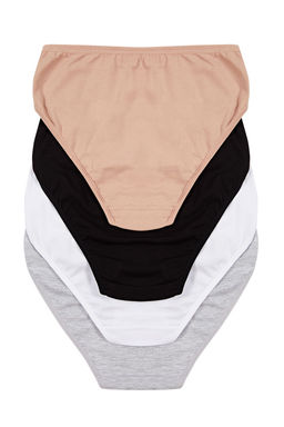 Trendyolmilla Siyah-Cok Renkli 4lu Paket Pamuklu Kurdele/Fiyonk Detayl? Hipster Orme Kulot THMSS24KU00040  фото 8