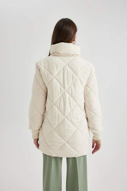 Водонепроницаемая стеганая куртка-пуховик с воротником-стойкой - Defacto фото 7