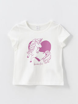 Bask?l? Bisiklet Yaka K?sa Kollu K?z Bebek Ti??rt 2li - Waikiki фото 2