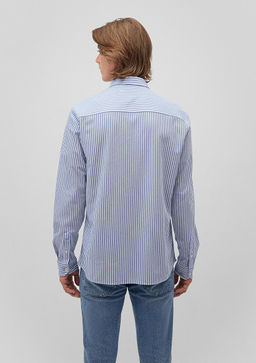 Cizgili Mavi Orme Gomlek фото 5