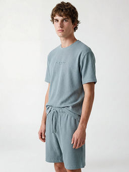 Standart Kal?p Florida Bask?l? Erkek ?ortlu Pijama Tak?m?