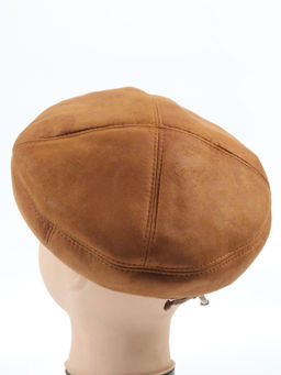 1151-1 BROWN Берет зимний женский (искусственная замша, искусственный мех)
