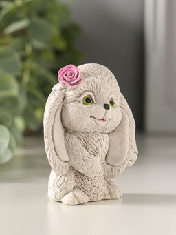 Фигурка гипс Кролик с цветком, 7?5?4 см, серый